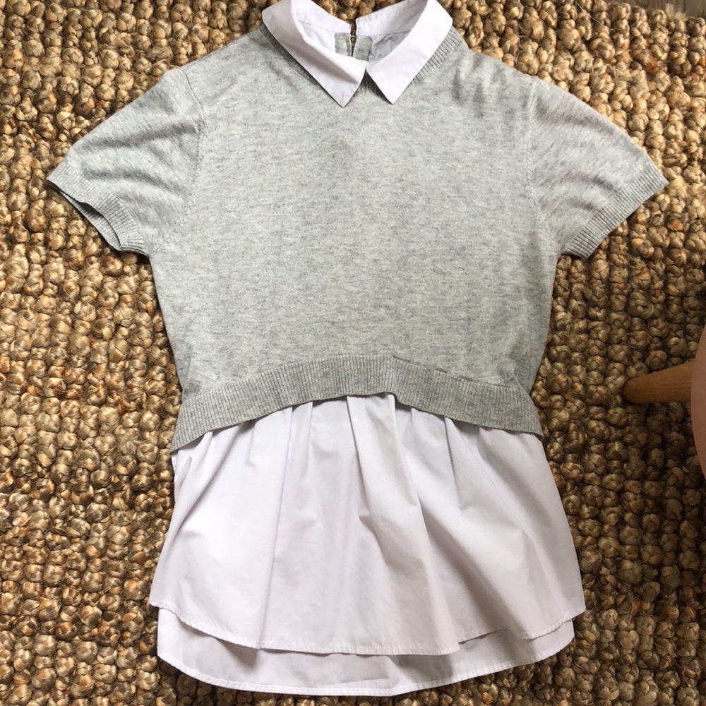 DO+BE Sweater w/ white collar and shirt  tail